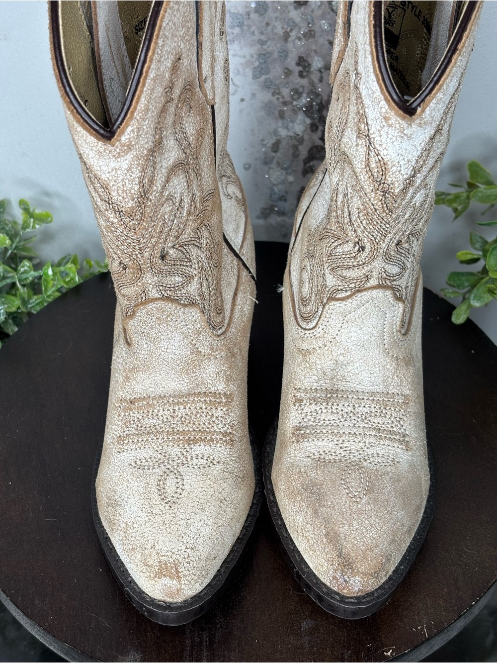 Smoky Mountain Kids Carolina Antique White Leather Western Cowboy Boots - Picture 4 of 6